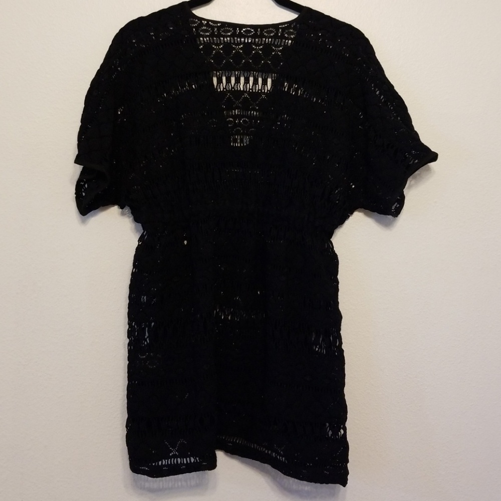 Milly Minis black crochet lace cover-up